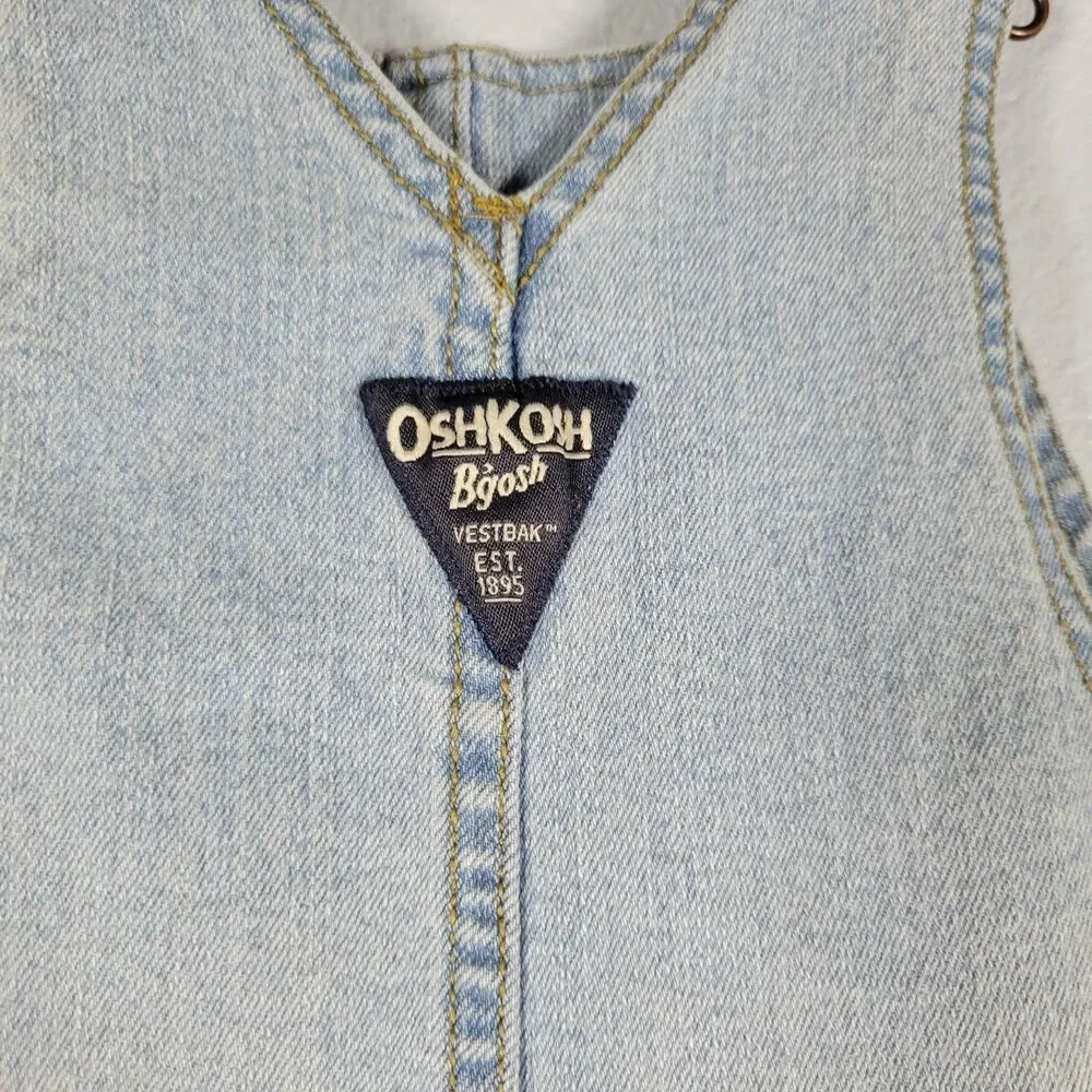OshKosh B'Gosh Toddler Denim Overalls 4T Light Wash Vestbak Classic Americana